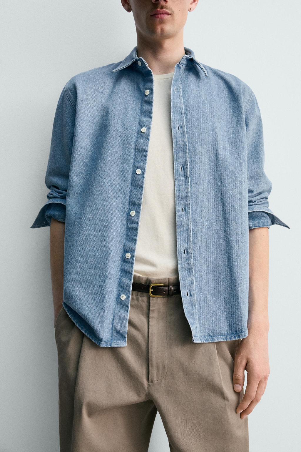 Рубашка Denim Regular Fit пастельно-голубая