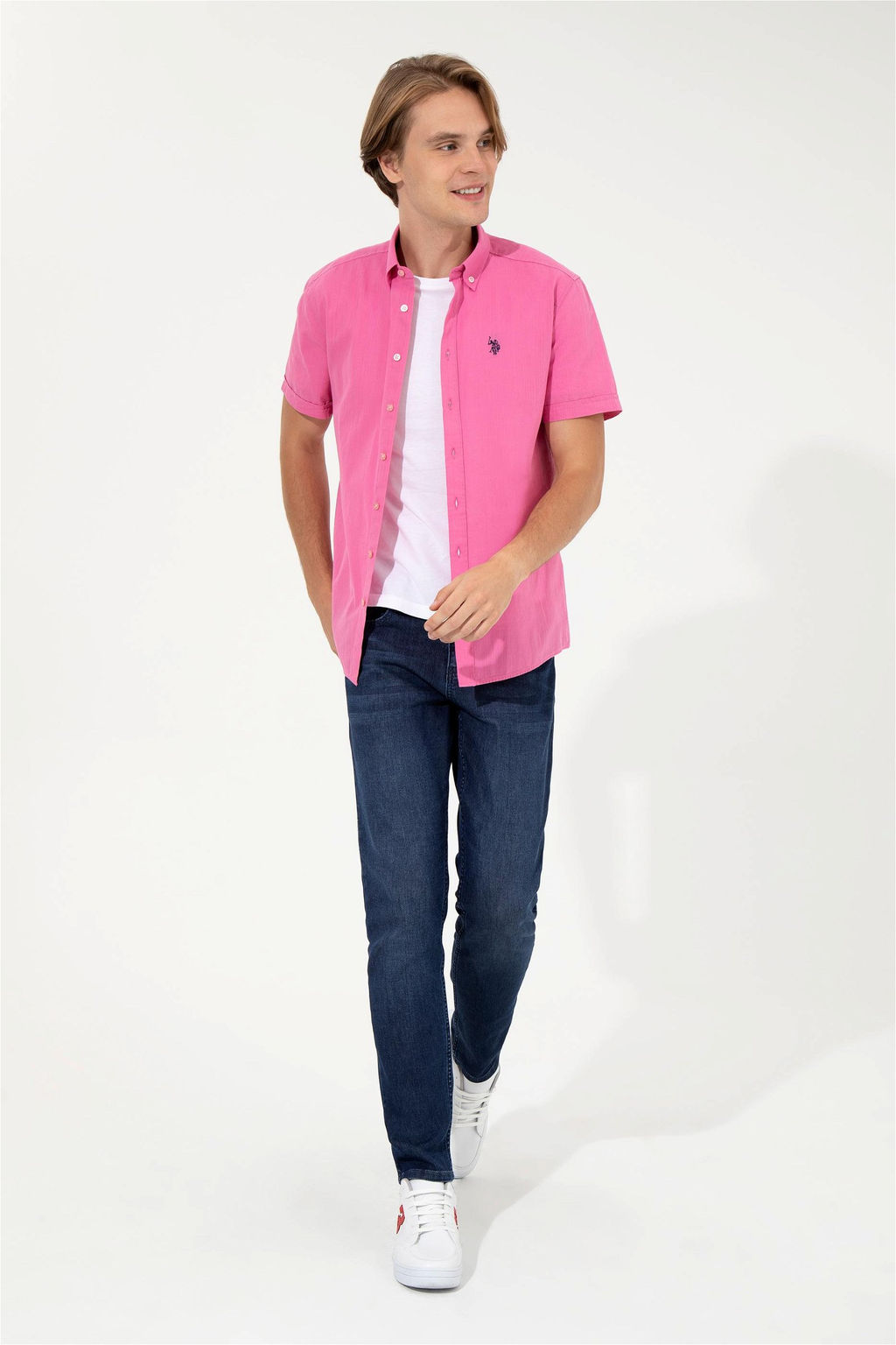 U. S. Polo Assn Мужская розовая рубашка с коротким рукавом - U.s. polo assn фото 10