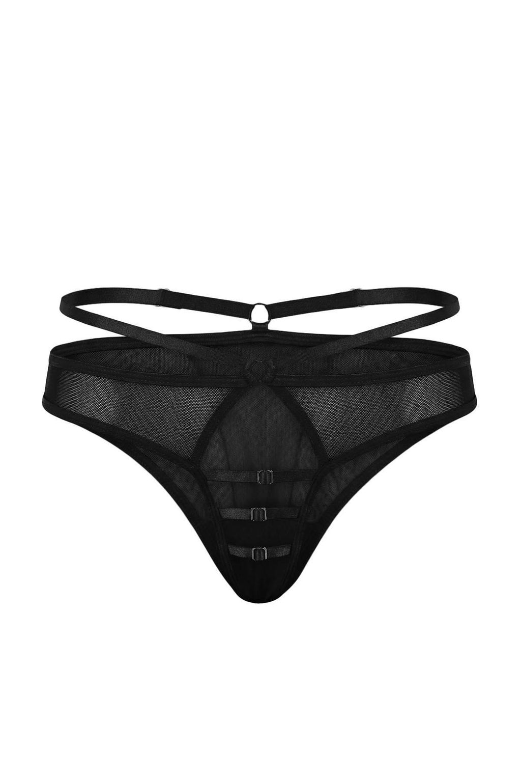 Siyah-Beyaz-K?rm?z? 3lu Tul Aksesuar Detayl? String Kulot THMSS26KU00013