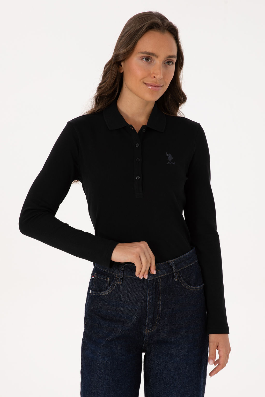 Kad_n Siyah Basic Polo Yaka Sweatsh_rt - U.s. polo assn фото 17