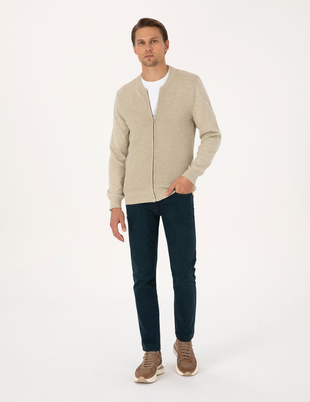 Kum Melanj Slim Fit Fermuarl_ Triko H_rka