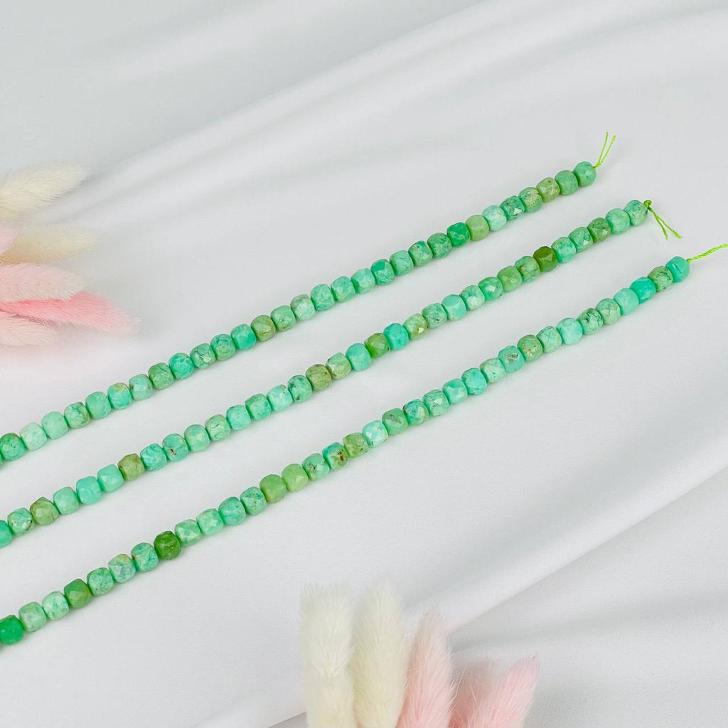 Бусины для украшений из Хризопраза (55 бусин) 38 см