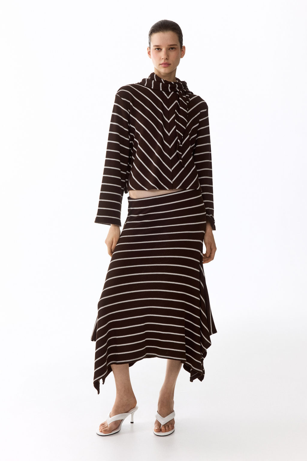 Top en punto acanalado con pa?uelo - H&m фото 3