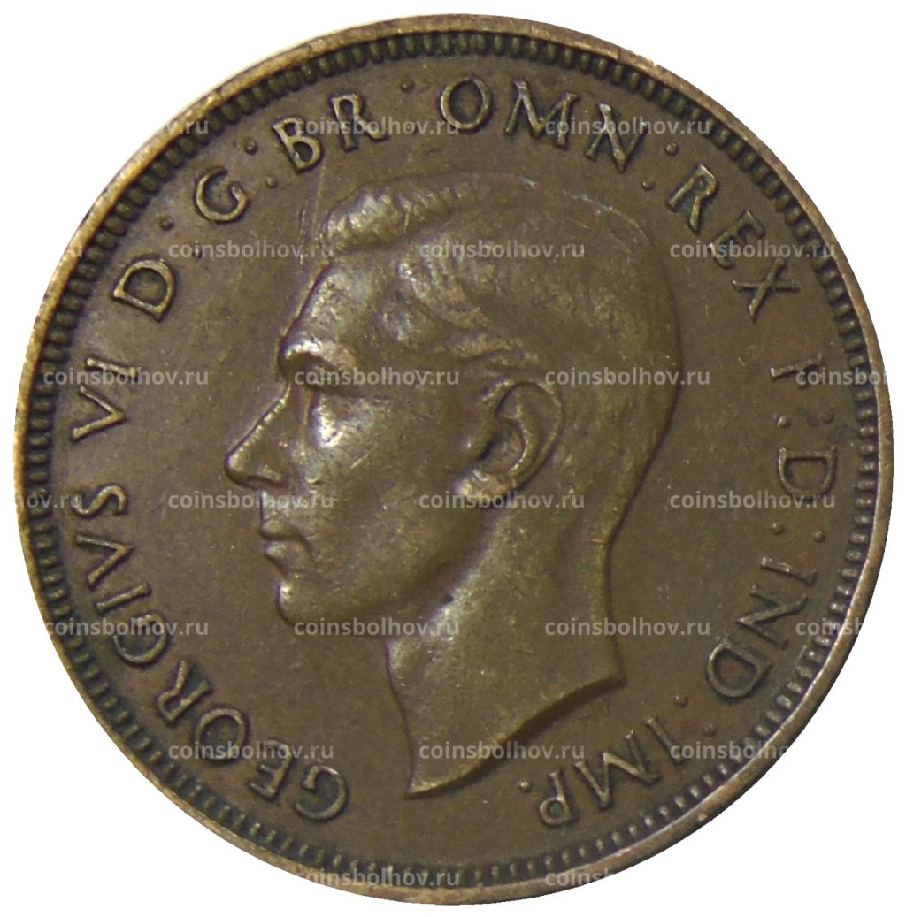 Монета 1/2 пенни 1938 года Австралия