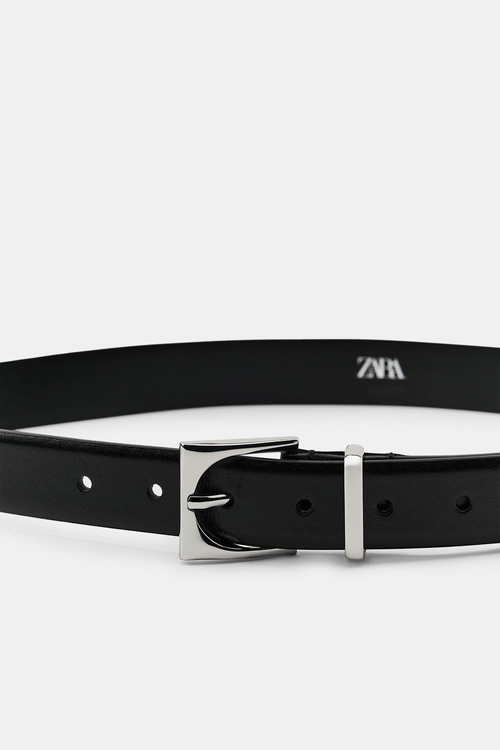 100% LEATHER BELT WITH GEOMETRIC BUCKLE - Zara фото 8