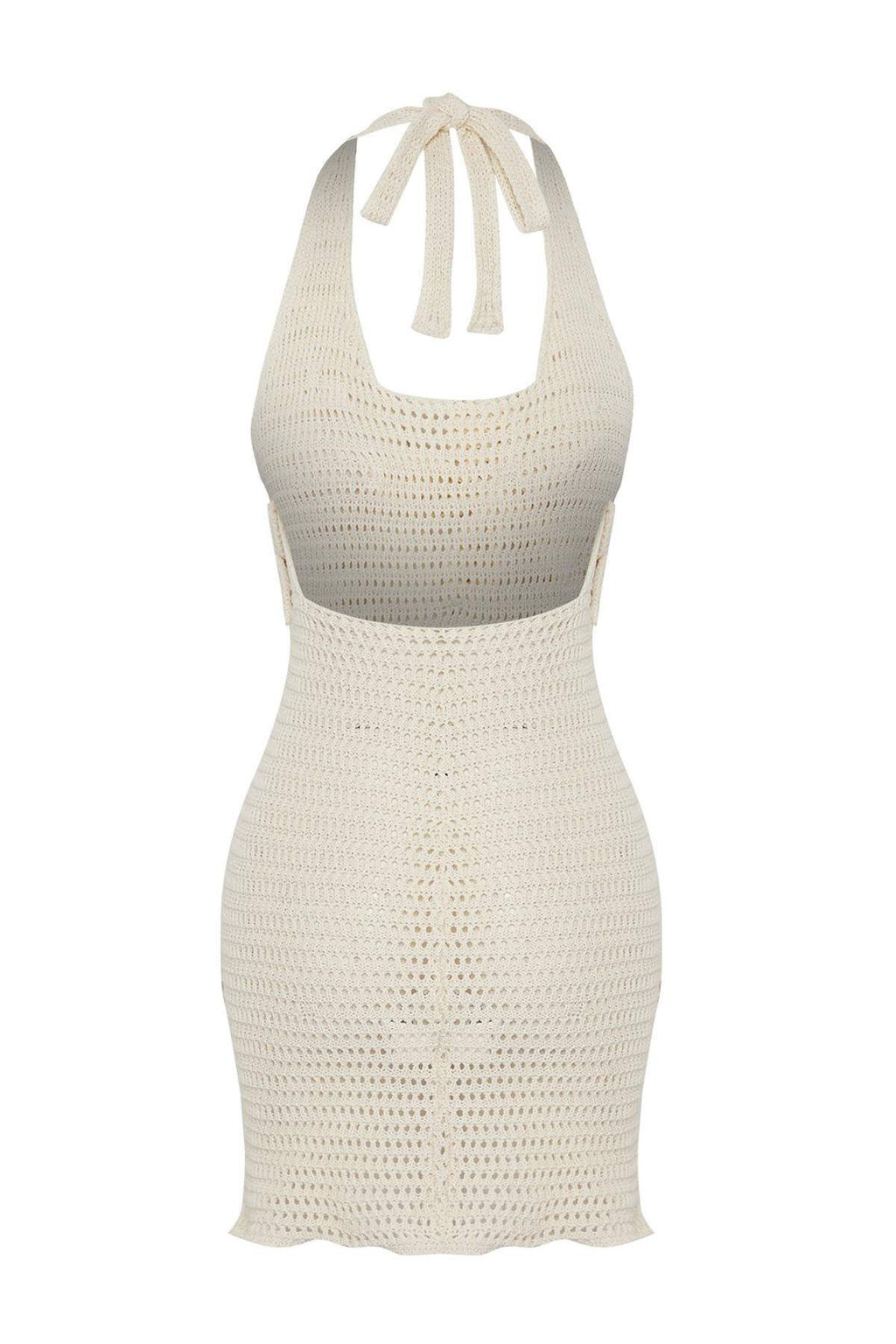 Trendyolmilla Ekru Cicek Detayl? Boyundan Baglamal? Triko Krose Plaj Elbisesi TBESS25EL00145  фото 13