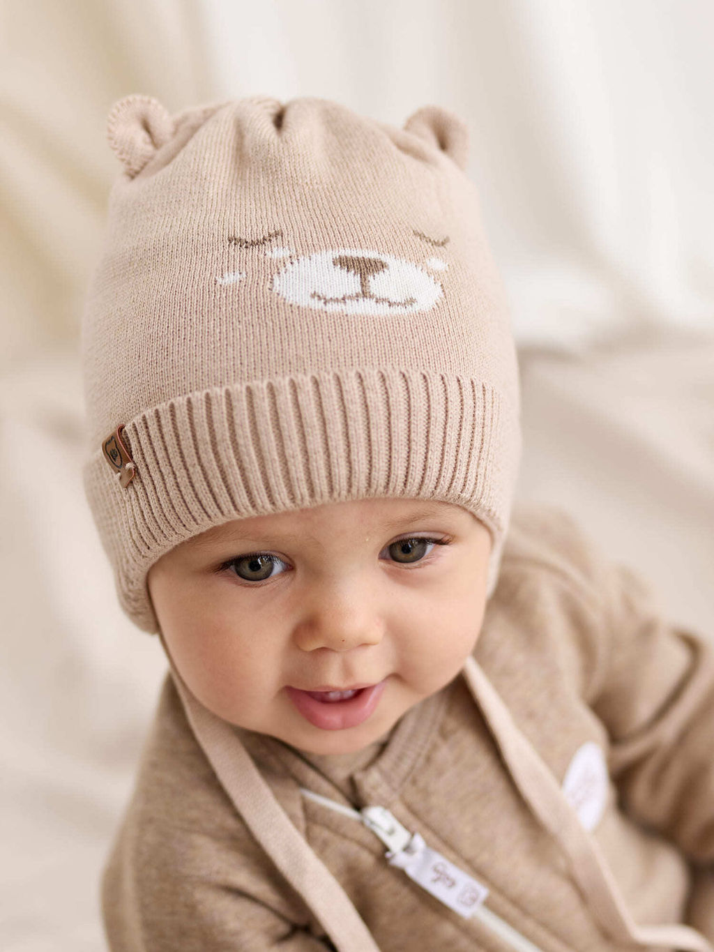 Шапка хлопковая на подкладе Мишка 0+ - Bungly фото 2
