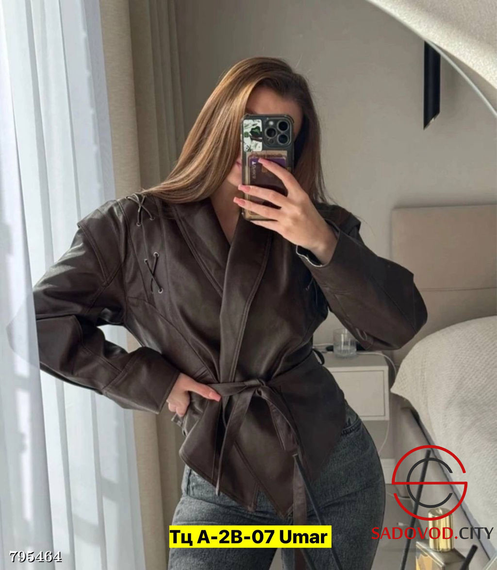 Женская кожаная косуха с поясом - Bruno фото 2