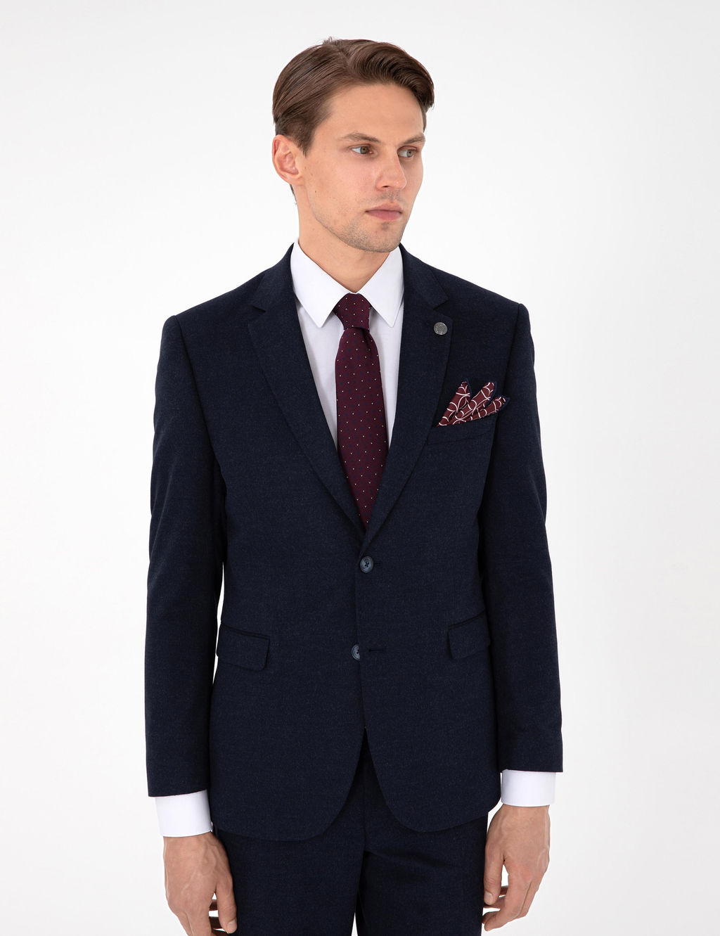 Lacivert Slim Fit Tak_m Elbise