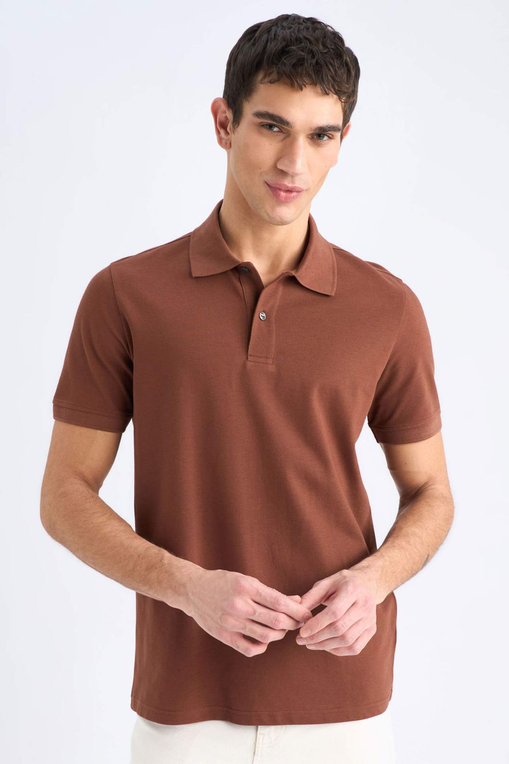 New Regular Fit K?sa Kollu Basic Duz Polo Tisort - Defacto фото 6