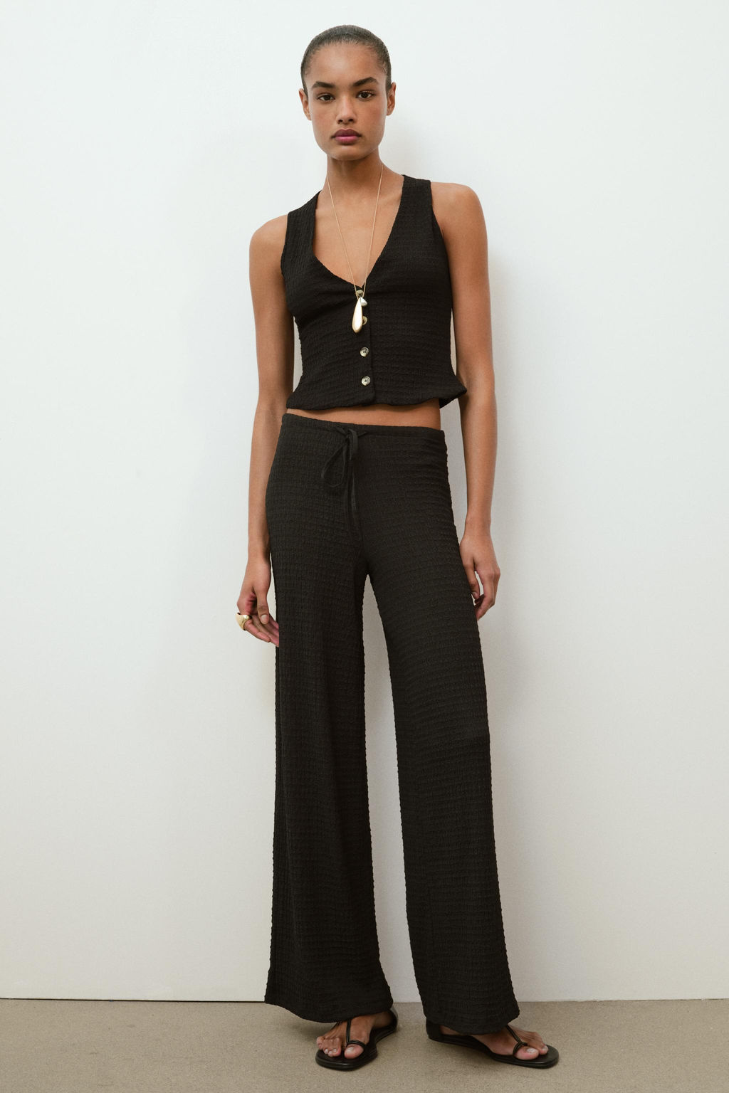 TEXTURED STRAIGHT-FIT TROUSERS - Zara фото 58