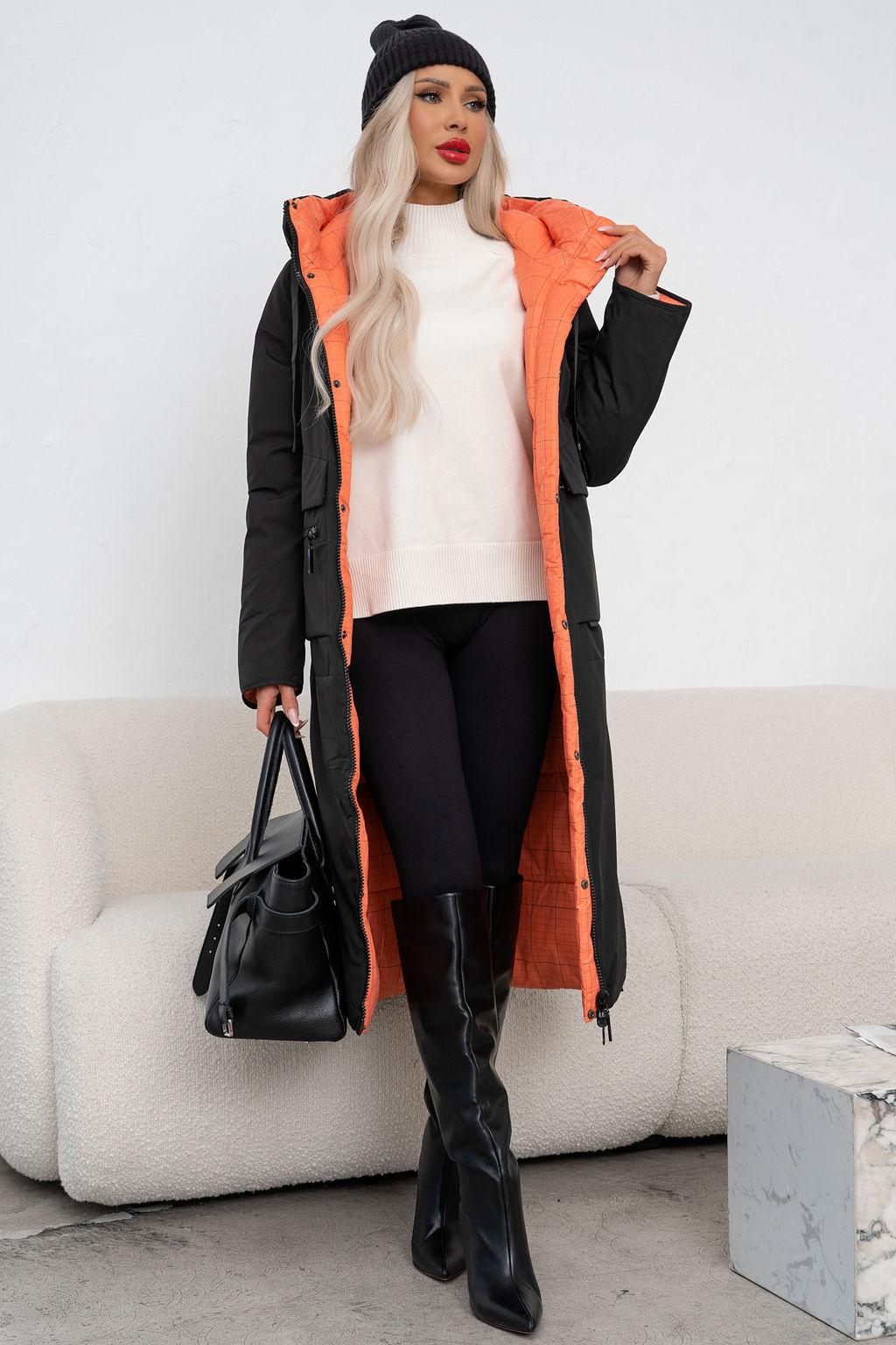 Пальто (черный/оранжевый) Пх11-1/2 - Николь фото 7