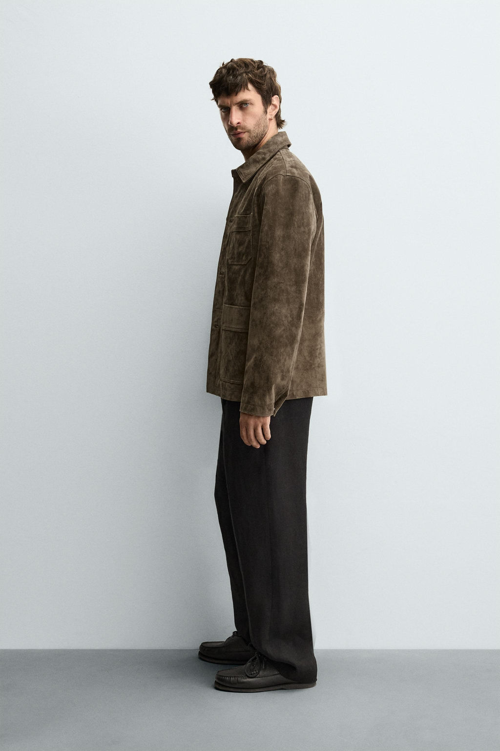 SPLIT SUEDE LEATHER OVERSHIRT - Zara фото 4