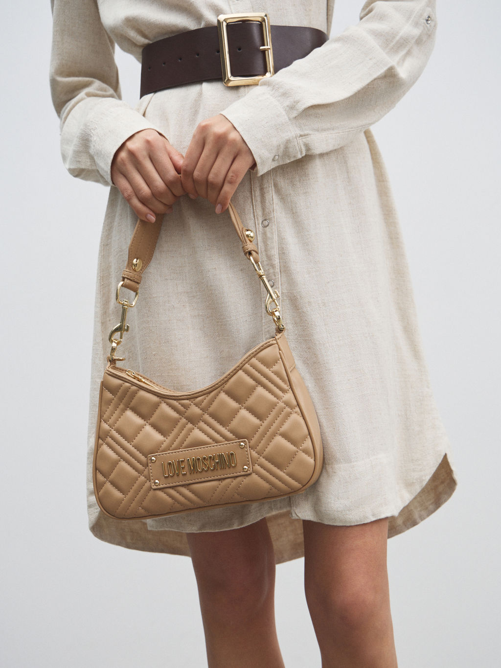 Женская сумка на плечо LOVE MOSCHINO QUILTED BAG Артикул 4625877, темно-бежевый  фото 5
