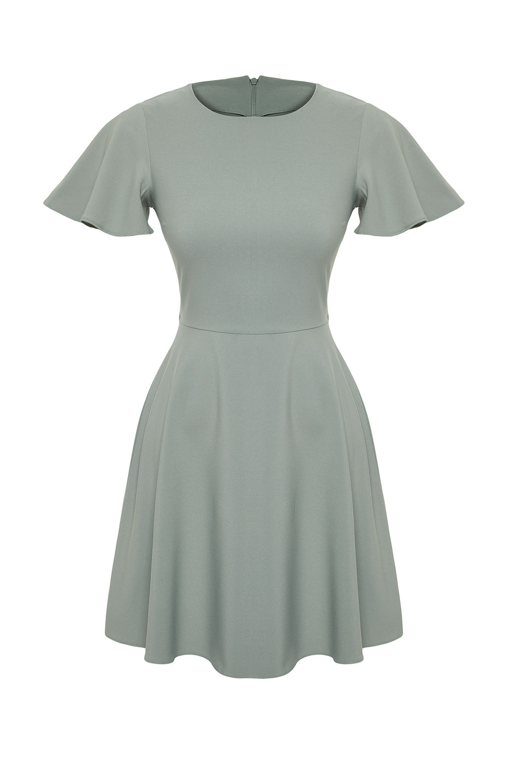 Mint Kemerli Etegi Volanl? Mini Dokuma Elbise TWOSS24EL00603