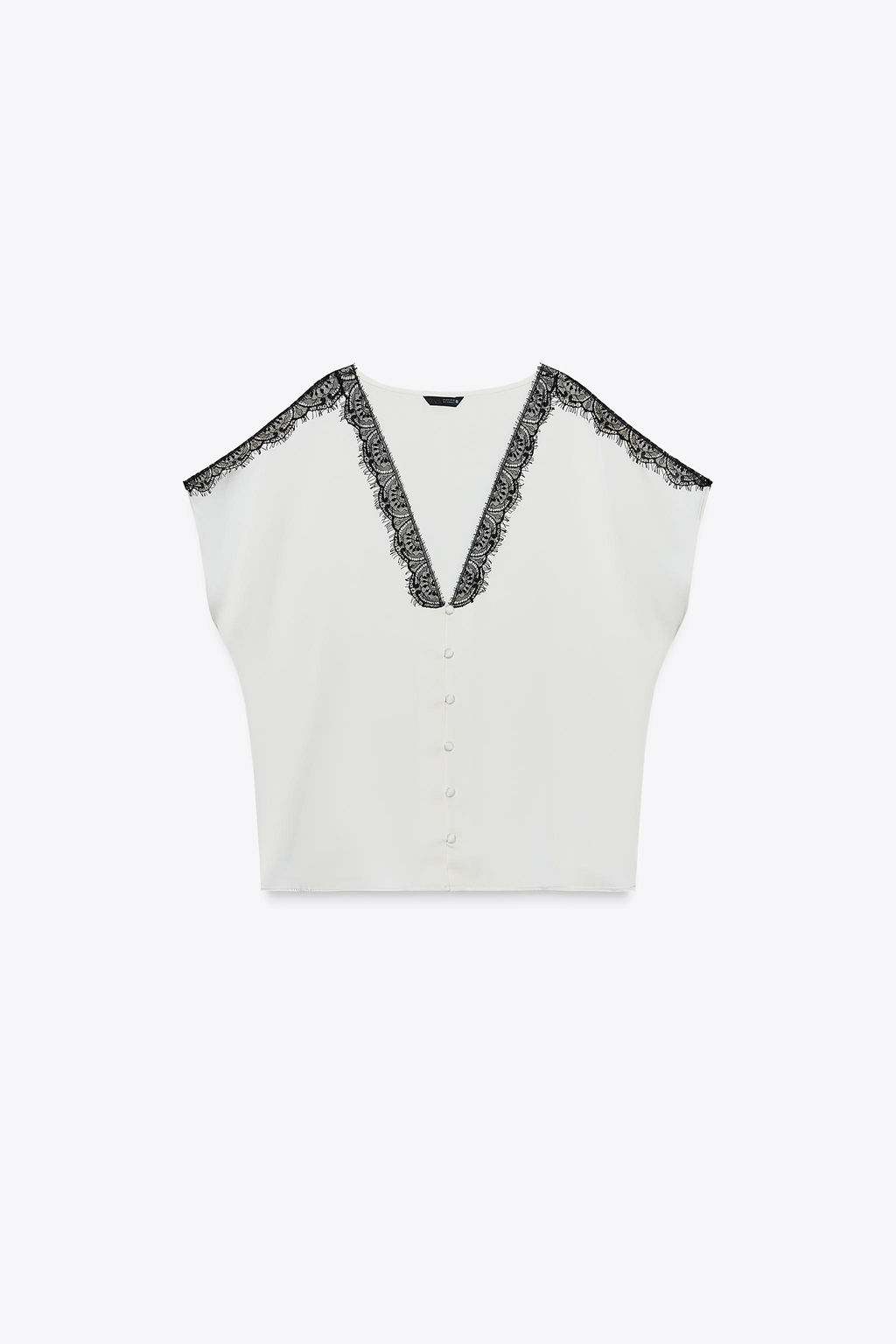 CONTRAST LACE SATIN BLOUSE - Zara фото 8