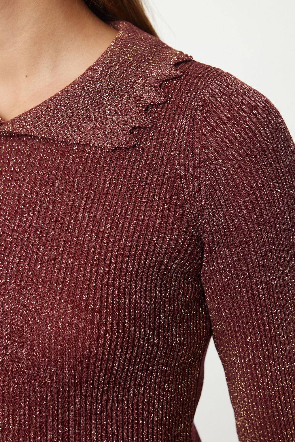 TRENDYOLMILLA Bordo Polo Yaka Triko Kazak TWOAW25KZ00289