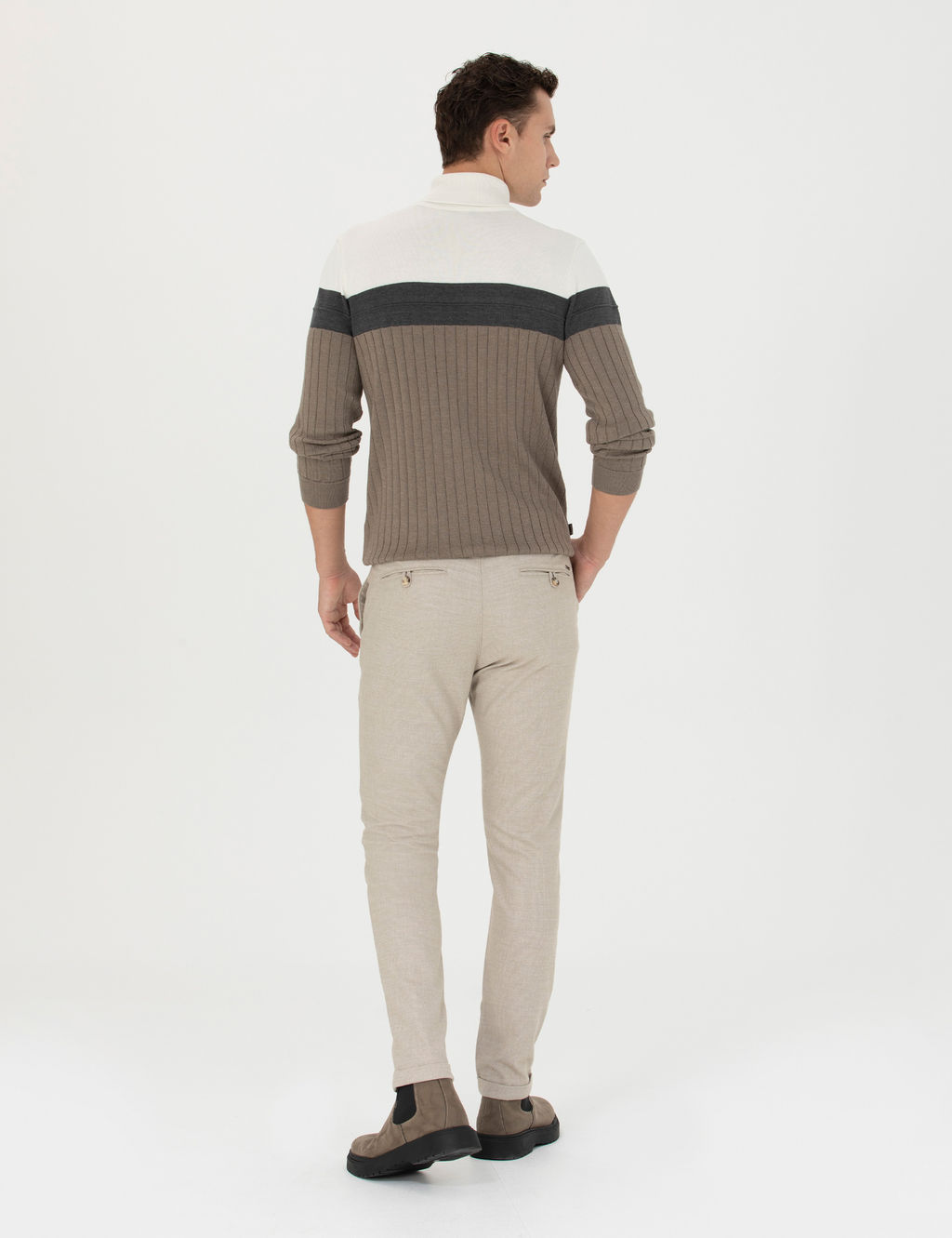 Bej Slim Fit Ba_c_kl_ Kanvas Pantolon