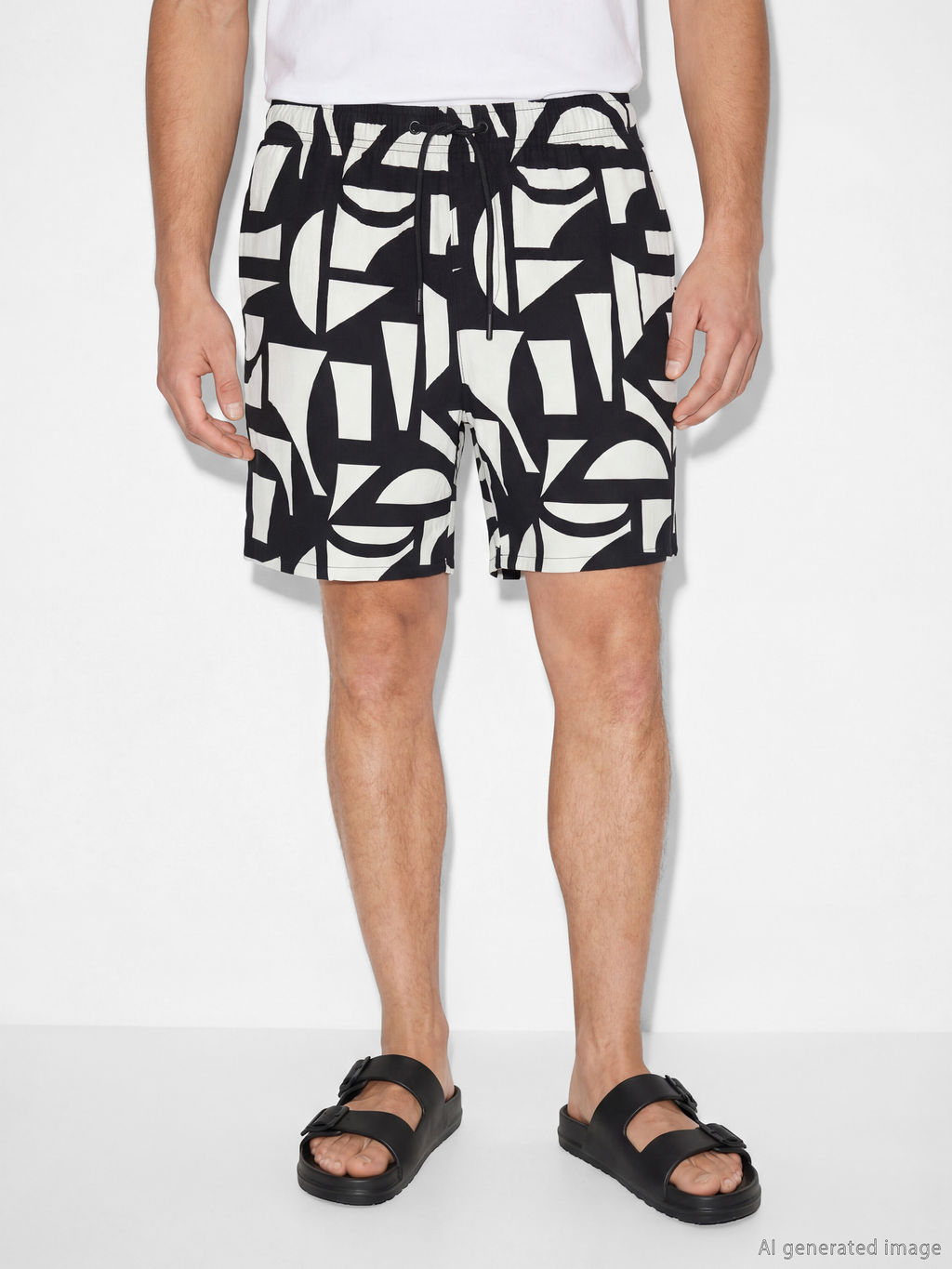 K?sa Boy Desenli Erkek Deniz ?ortu