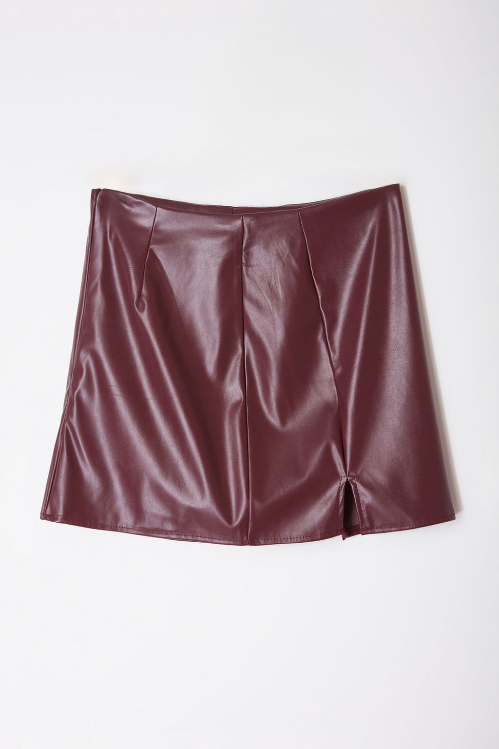 Bordo Suni Deri Y?rtmacl? Dokuma Mini Etek TWOAW25ET00062 - Trendyolmilla фото 6