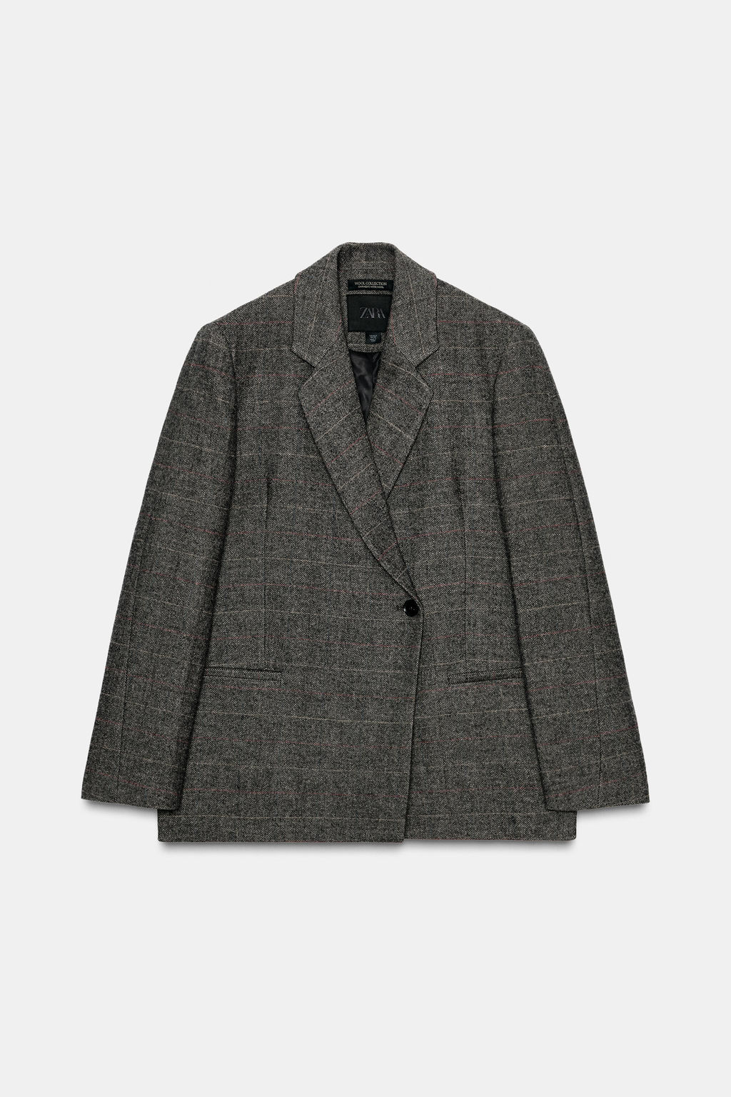 OVERSIZE CHECK BLAZER WITH WOOL ZW COLLECTION - Zara фото 3