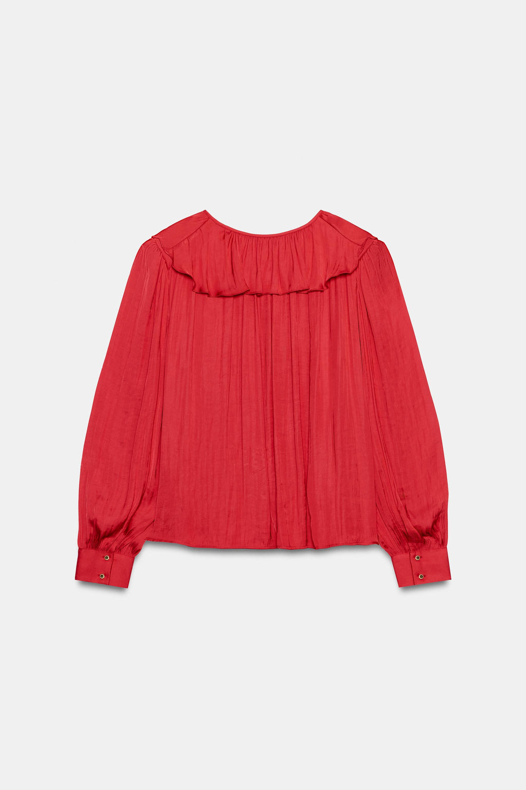 BLUSA SATINADA VOLANTES HOMBRERAS / Fresa - Zara фото 8