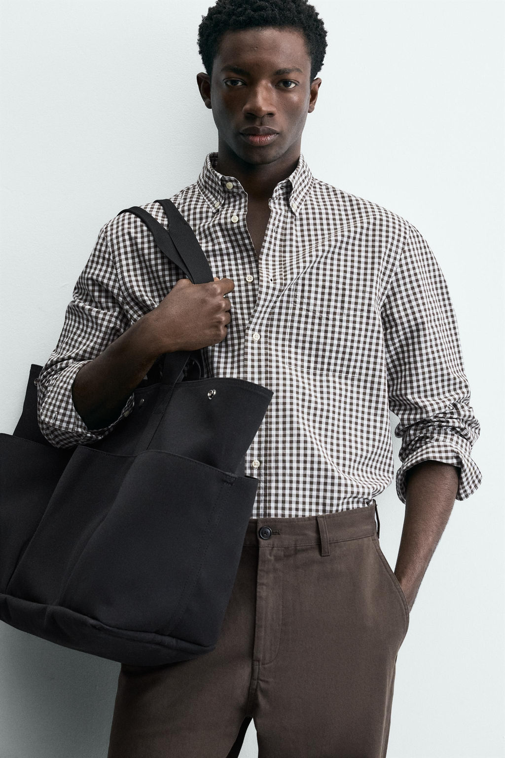 CAMISA REGULAR FIT ALGOD?N / Marr?n / Crudo - Zara фото 5