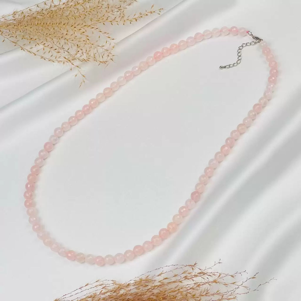 Бусы из Розового кварца огранка 60 см +