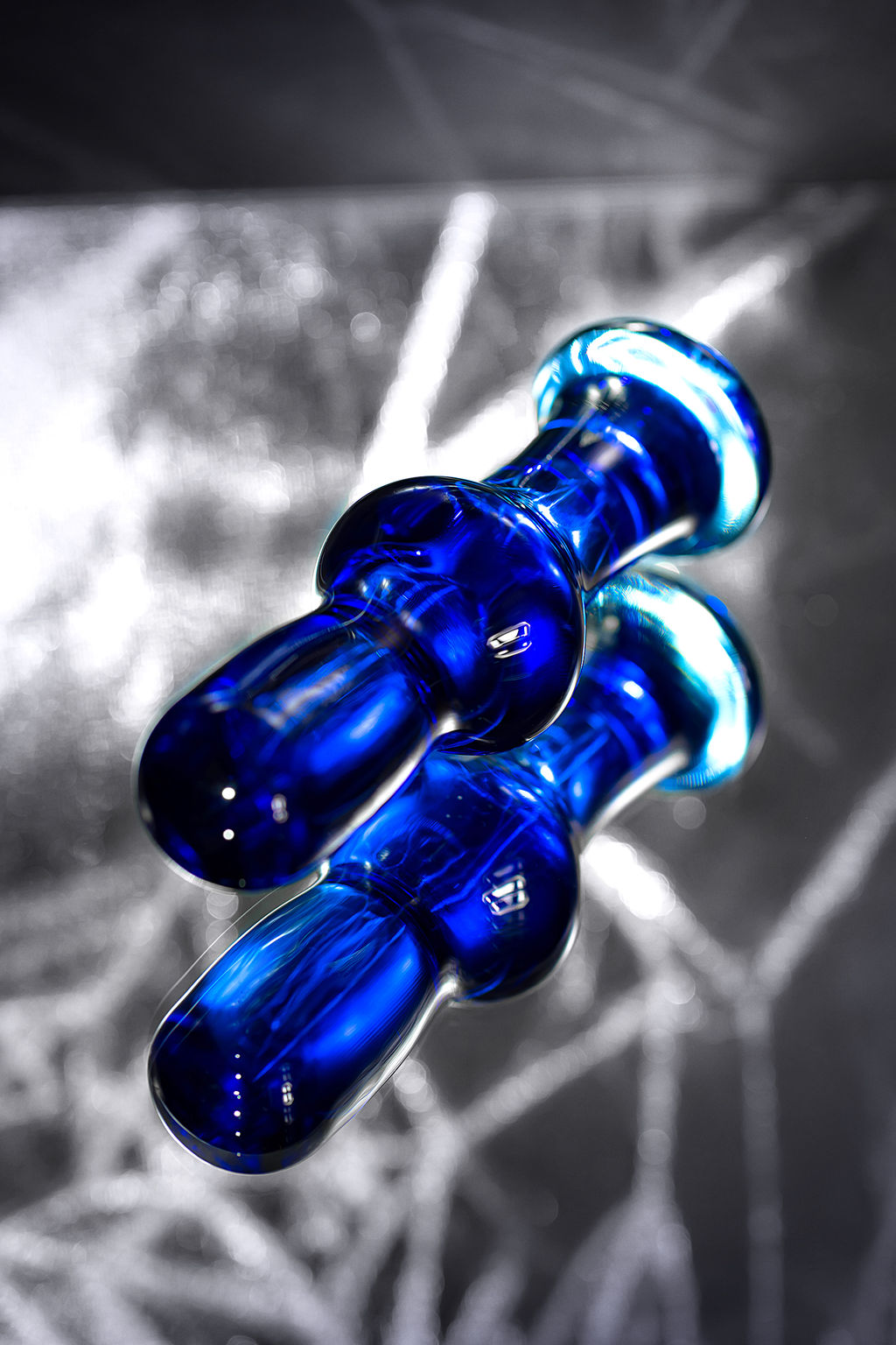 Анальная втулка Sexus Glass, стекло, синяя, 13,5 см, 4,5 см