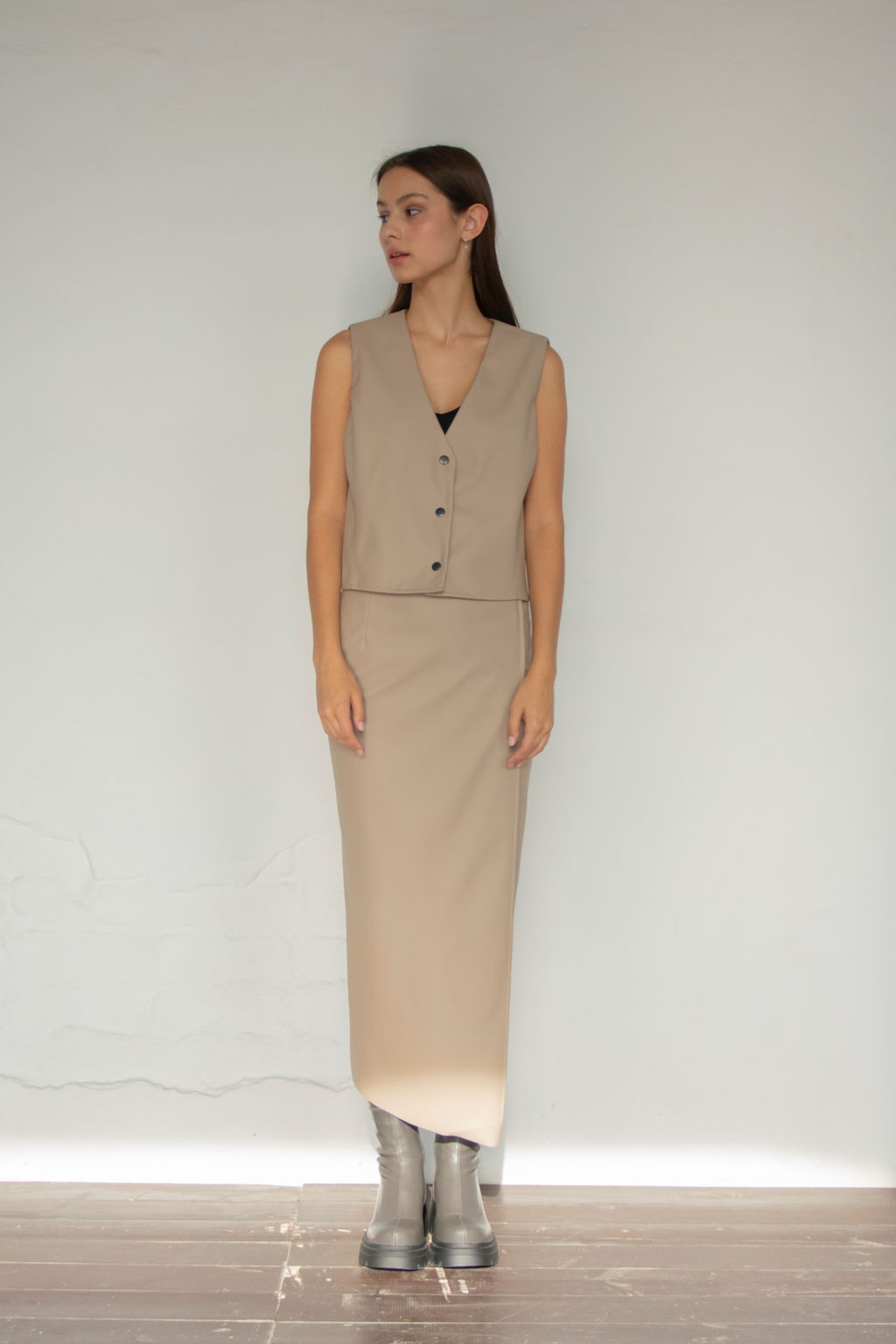 Жилетка эко-кожа ECO039/02/Кремовый - M&G all natural фото 8