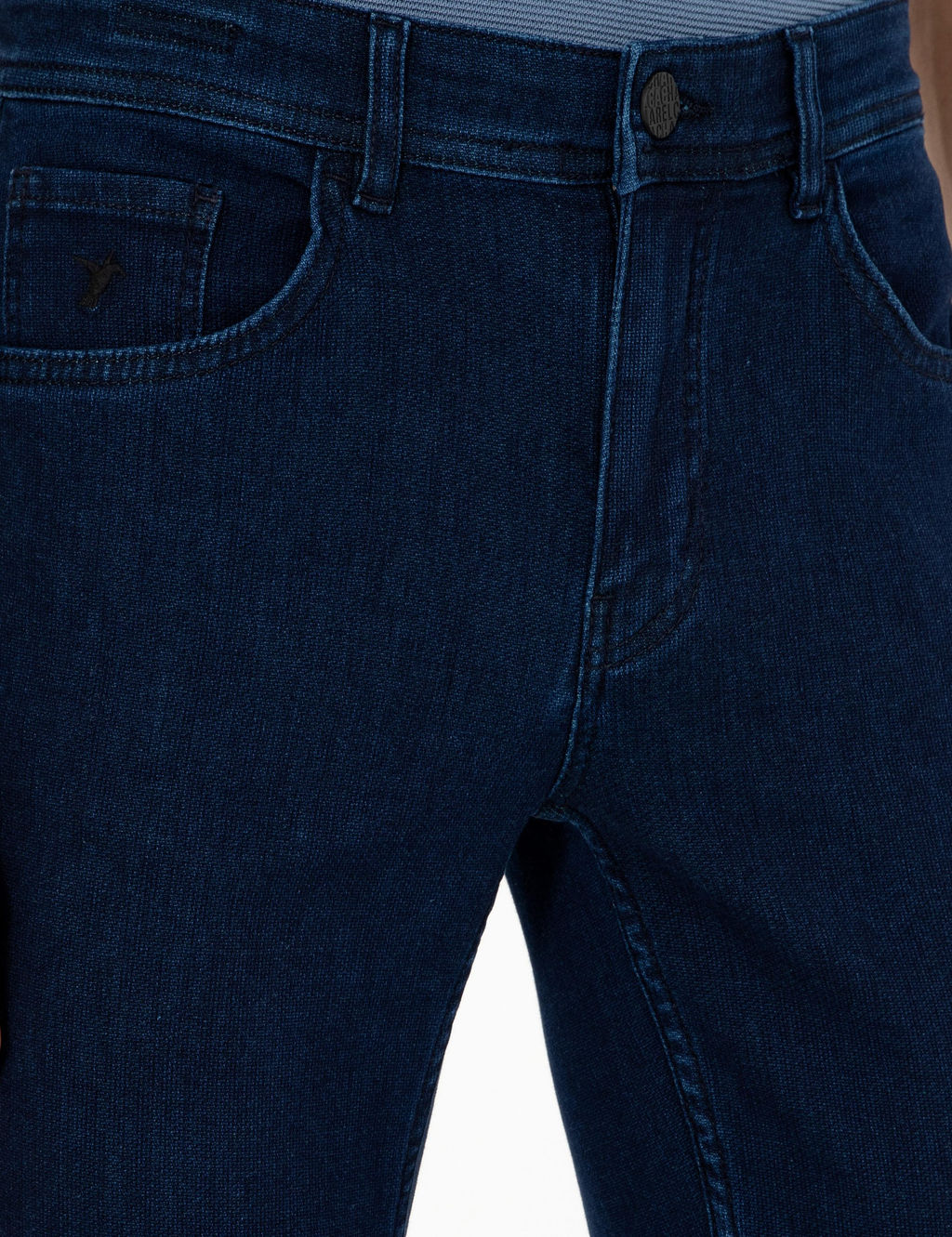 Светло-темно-синие джинсовые брюки узкого кроя - Cacharel фото 5