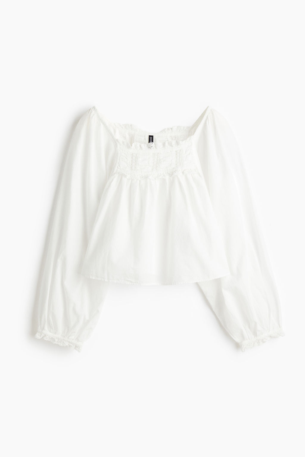 Blusa de algod?n con ribetes de encaje