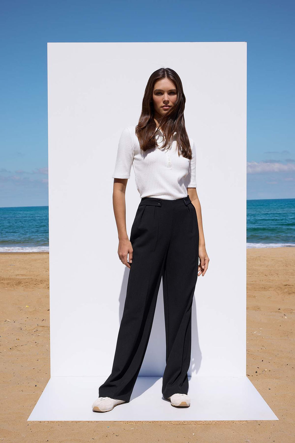 Sustainable Siyah Wide Leg/Genis Paca Kumas Pantolon TWOAW26PL00086 - Trendyolmilla фото 2