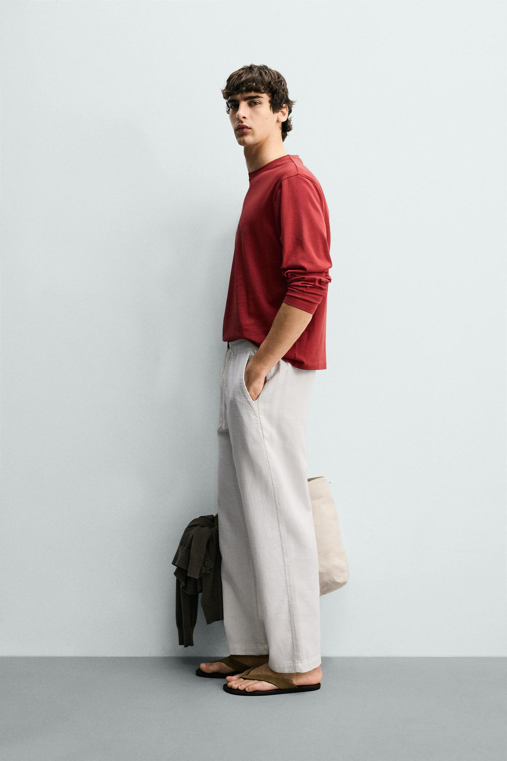 PANTAL?N RELAXED FIT ESTRUCTURA / Blanco roto
