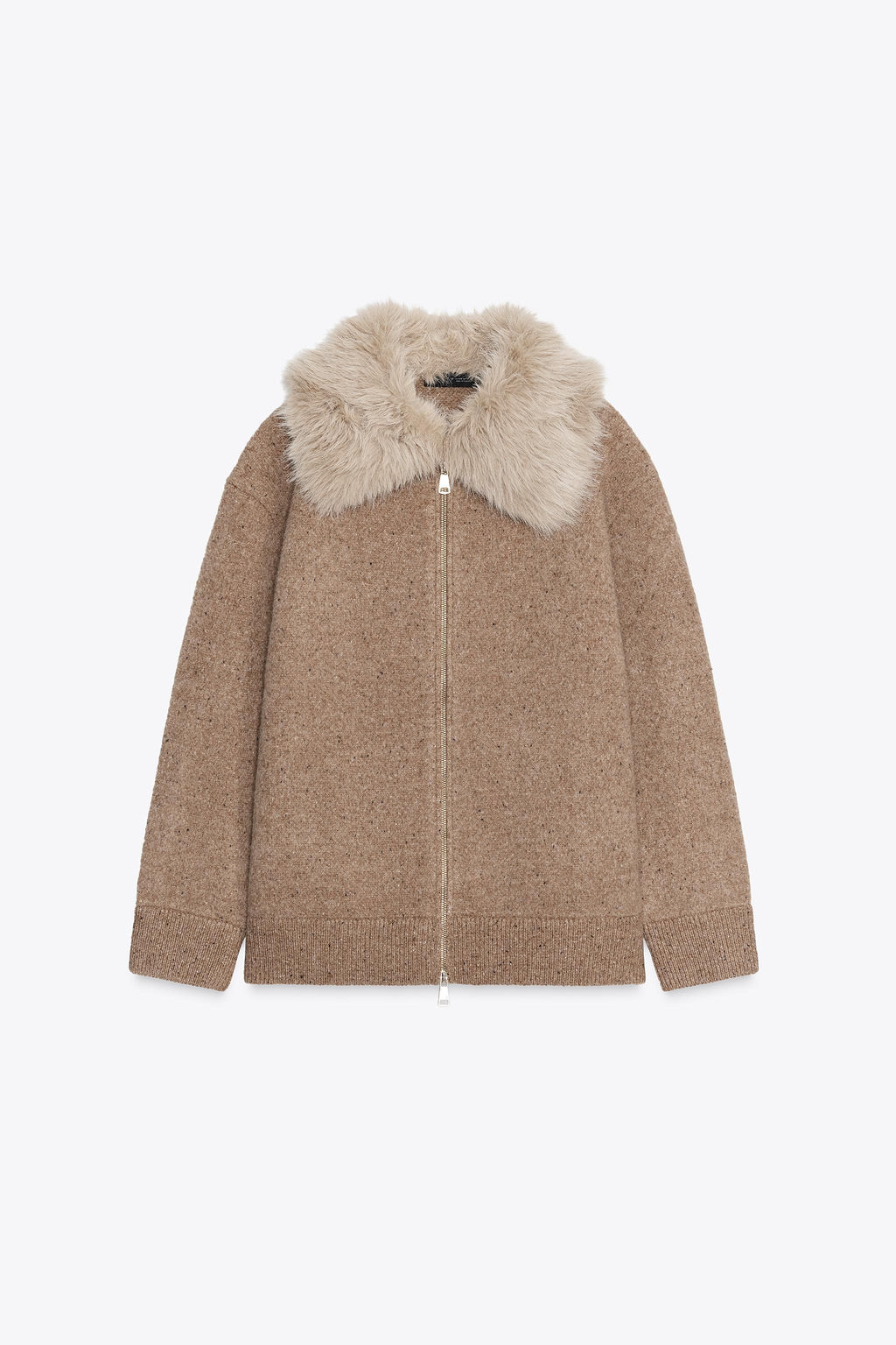 100% WOOL FAUX FUR LAPEL JACKET - Zara фото 5