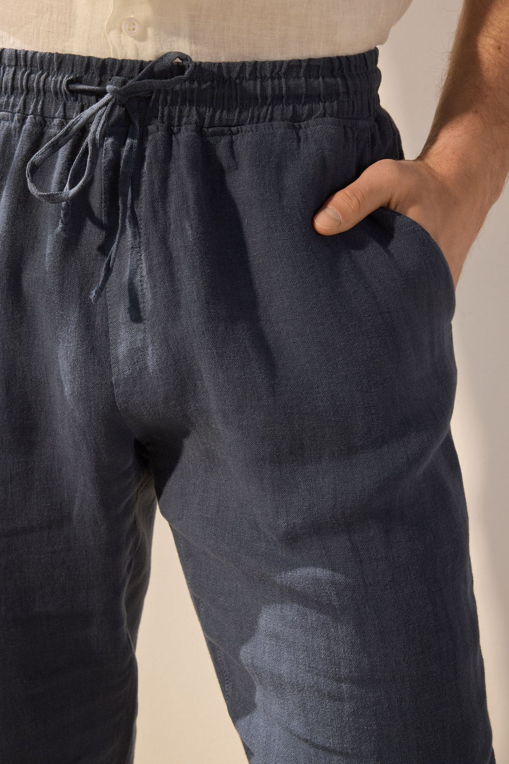 TRENDYOL MAN Premium Gri %100 Keten Straight Fit Lastikli Beli Baglamal? Pantolon TMNSS24PL00018 - Trendyolmilla фото 12