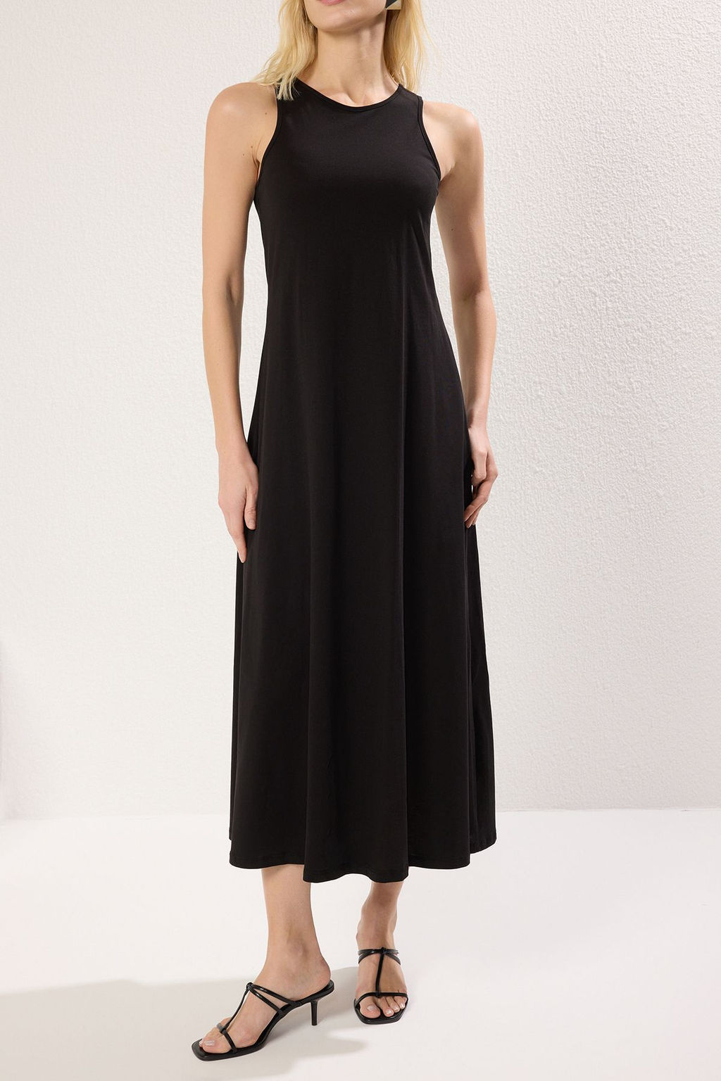 TRENDYOLMILLA Siyah Halter Yaka A Line/Can Kesim Maxi Orme Elbise TWOSS25EL00226 фото 9