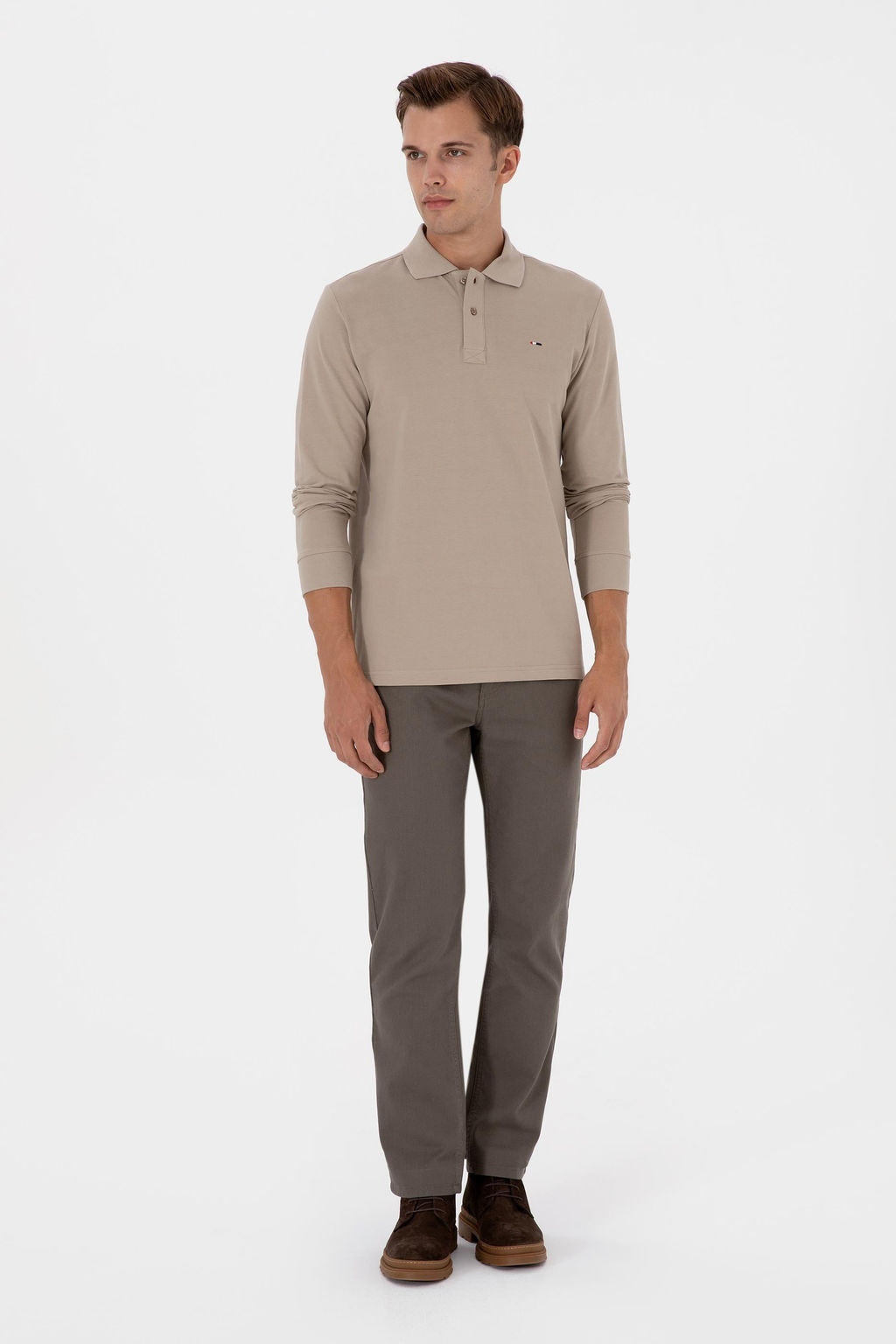 Erkek Regular Fit Vizon Kanvas / Chino Pantolon
