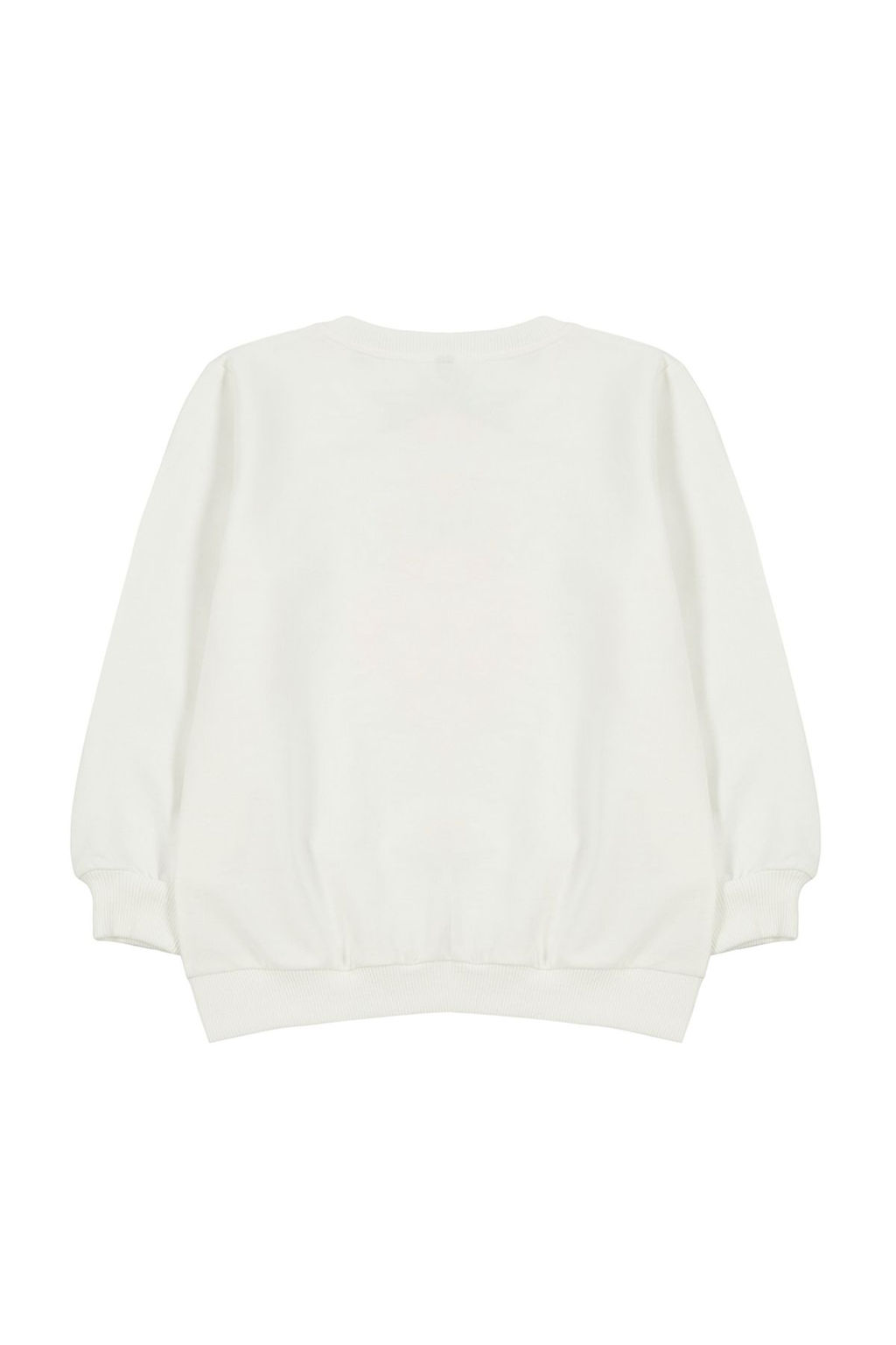 Ekru*001 K?z Cocuk Mevsimlik-Ince Cilek Desenli Orme Sweatshirt TKDAW25SW00001