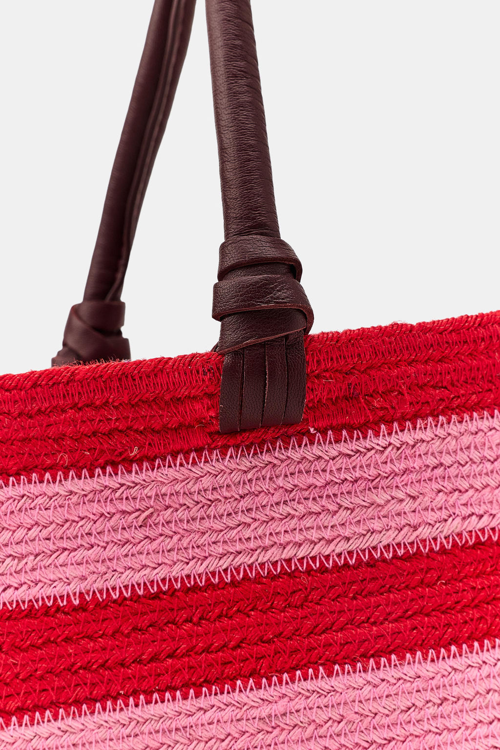 BOLSO YUTE PIEL RAYAS / Rojo - Zara фото 3