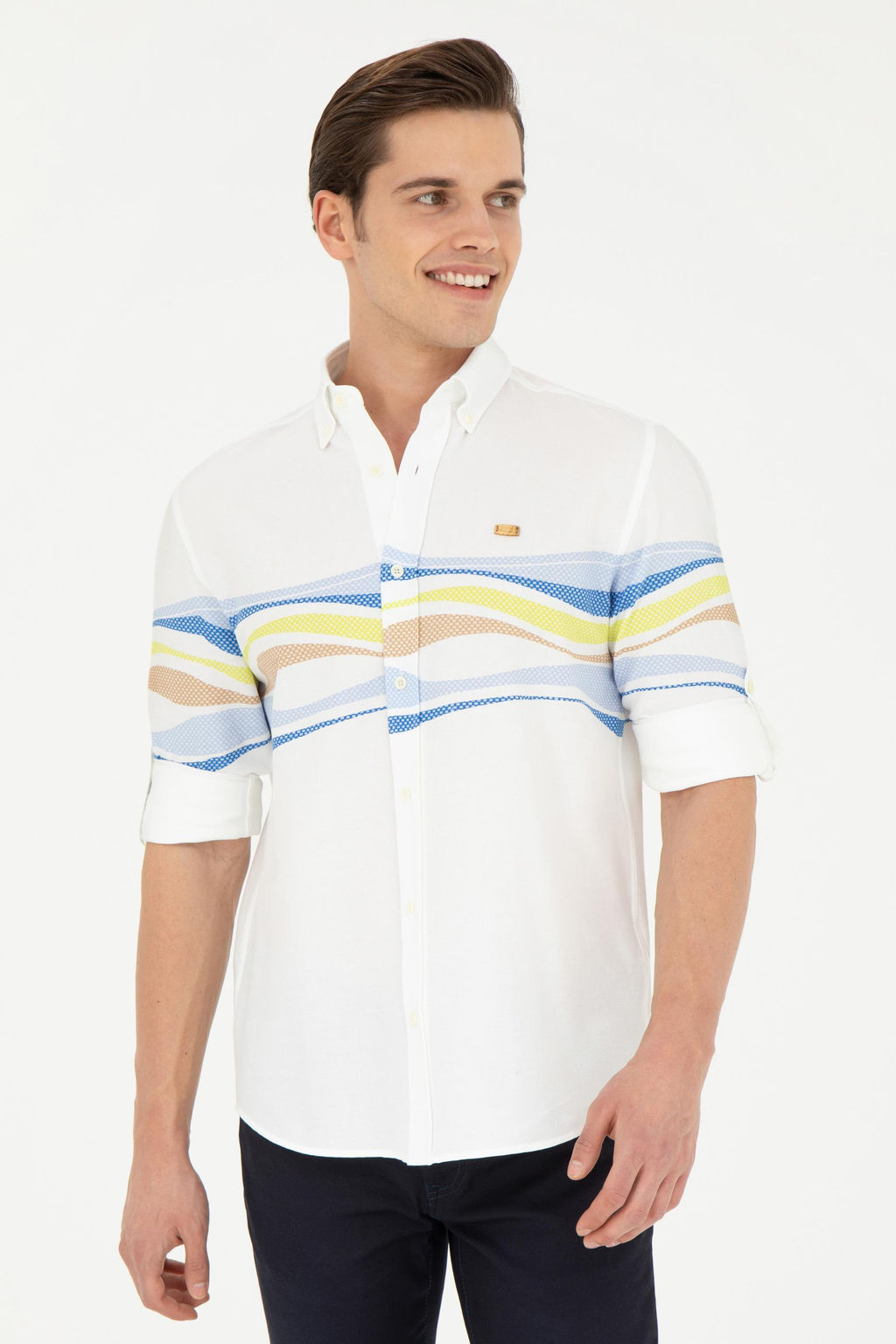 Мужская синяя рубашка с длинным рукавом - U.s. polo assn фото 8