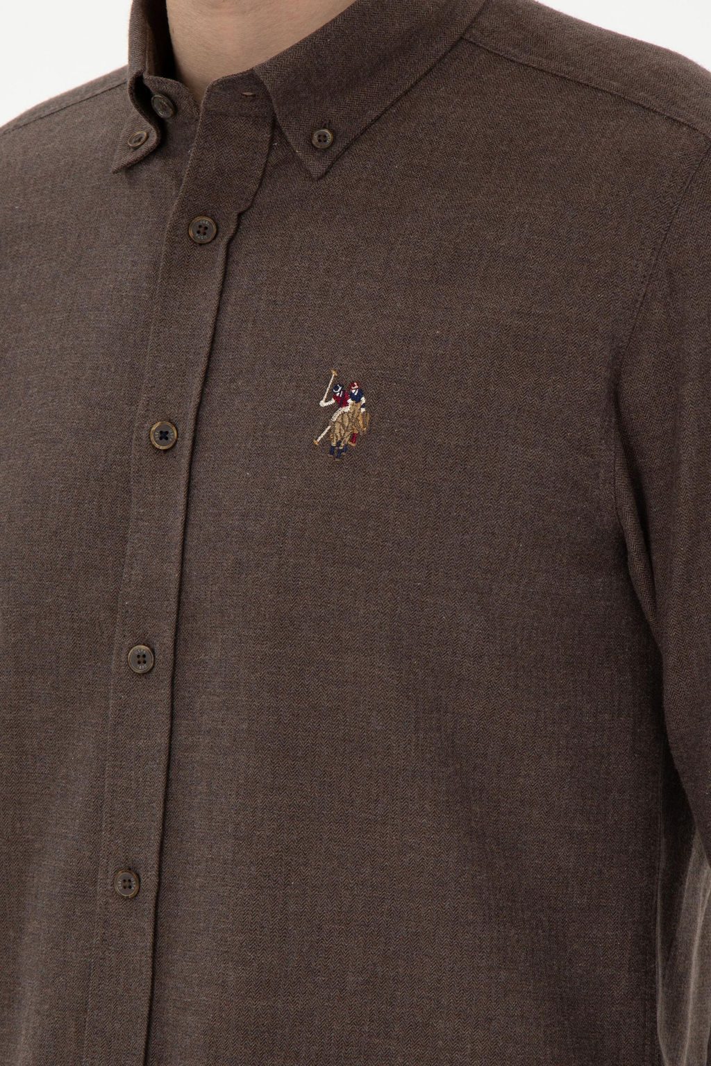 Мужская базовая рубашка кокосового цвета с длинным рукавом Неожиданная скидка в корзине - U.s. polo assn фото 7