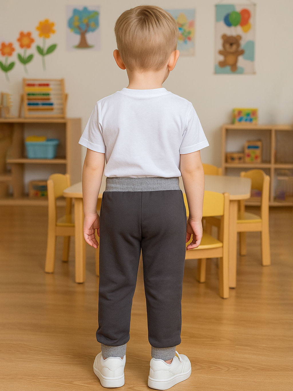 Брюки детские серые с принтом Awesome