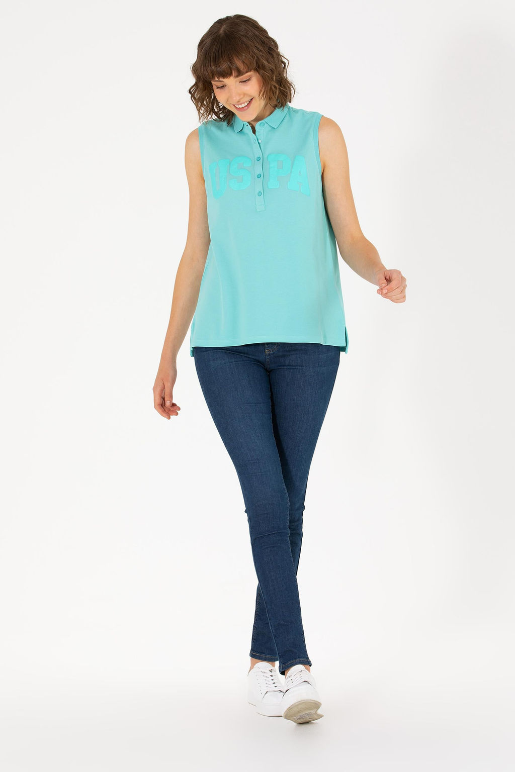 Мятная женская футболка с воротником-поло - U.s. polo assn фото 18