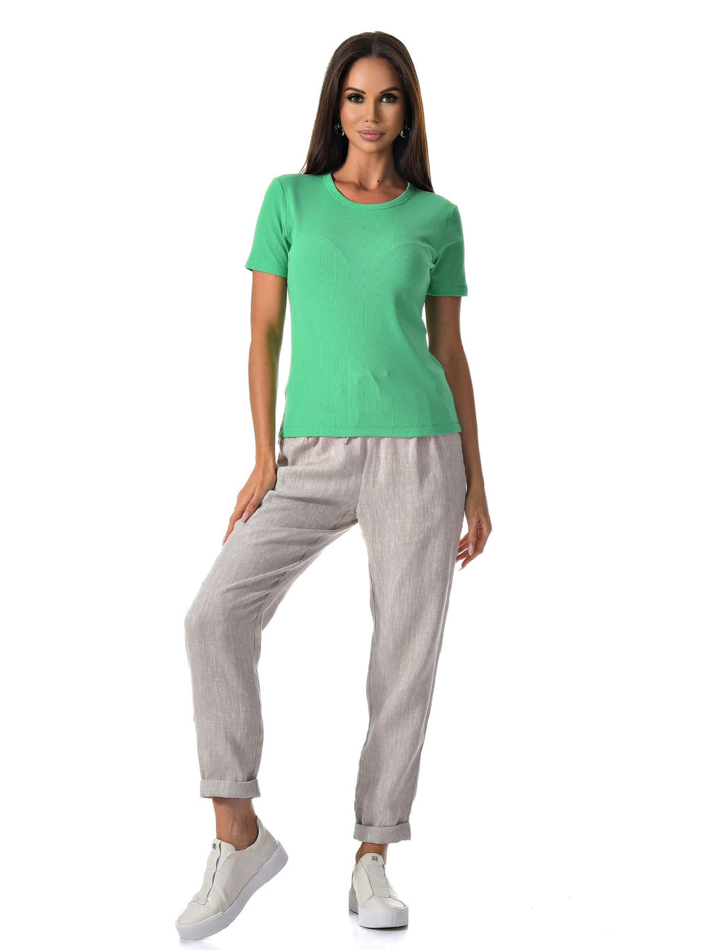 футболка в рубчик 78% хлопок, 19% шелк, 3% эластан - А+б коллекция фото 32