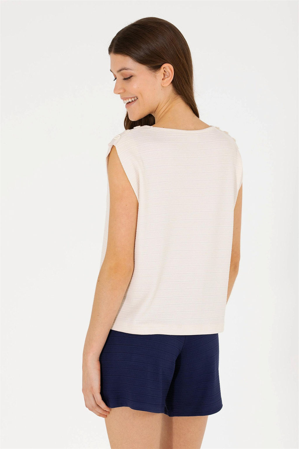 Женская кремовая футболка без рукавов с круглым вырезом Неожиданная скидка в корзине - U.s. polo assn фото 5