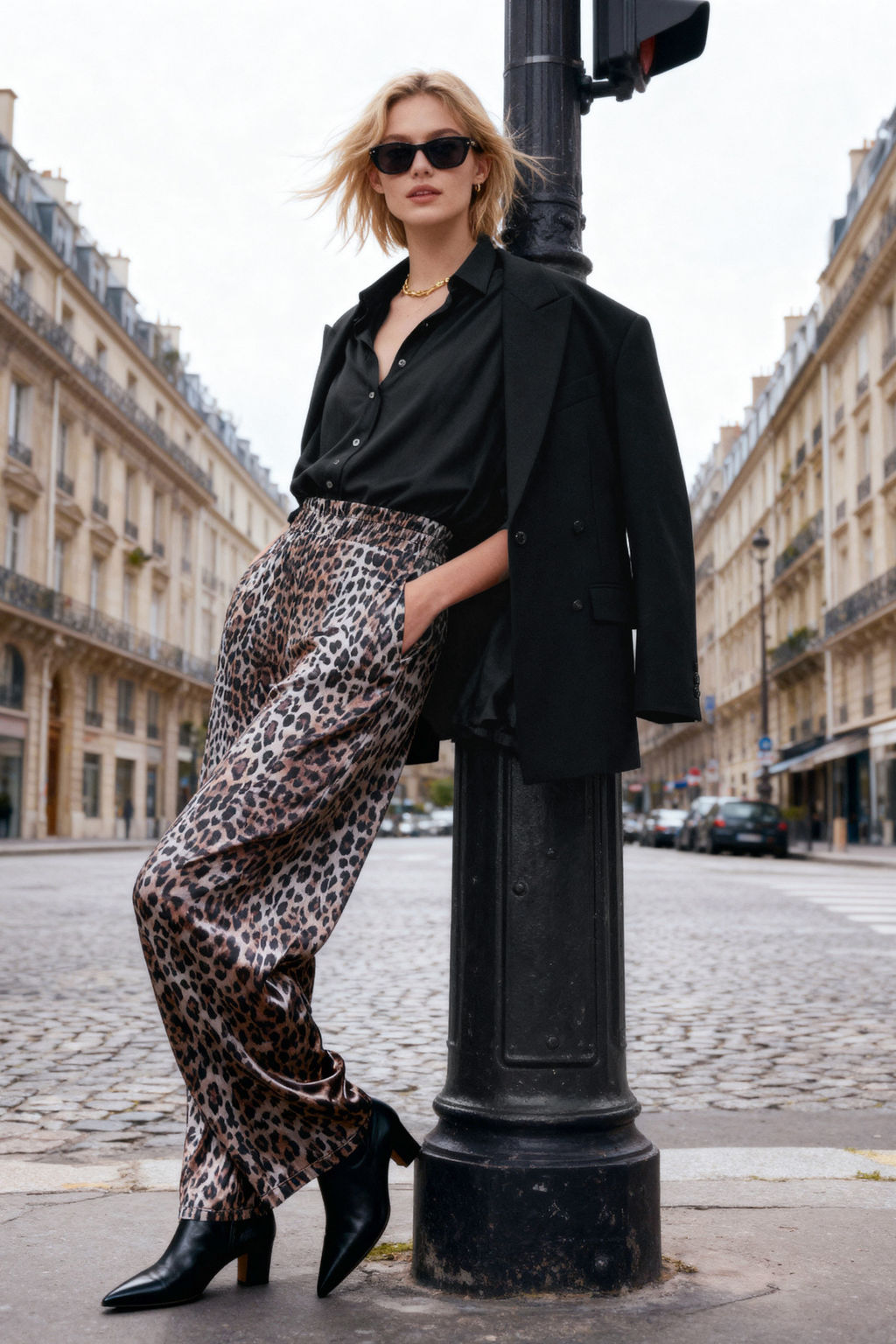 Leopar Bask?l? Wide Leg/Rahat Kesim Yuksek Bel Esnek Pantolon TWOSS23PL00129