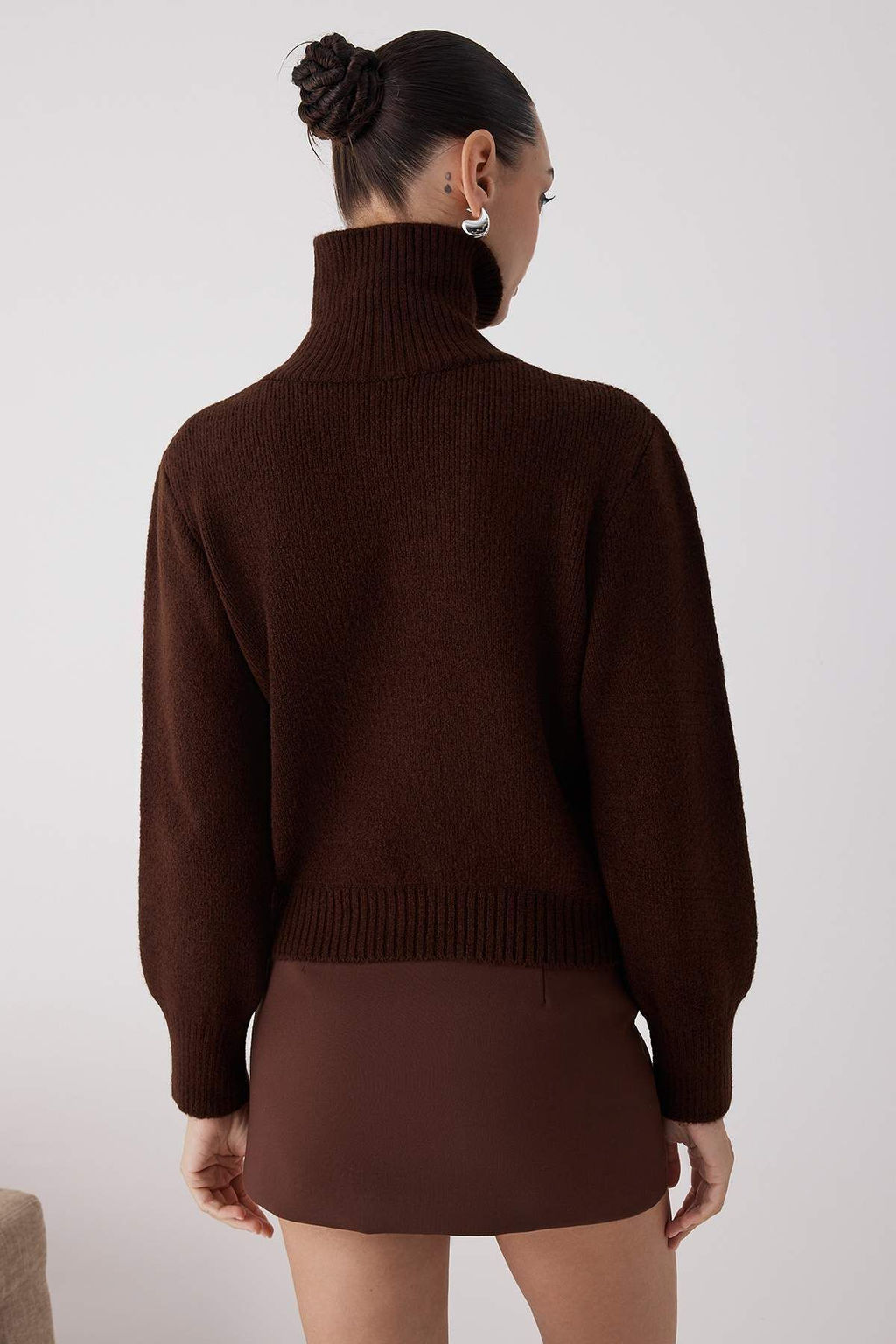 Wardrobe Essentials Kahverengi Yunlu Premium IplikFermuarl? Basic Triko Kazak | TWOAW26KZ00071 - Trendyolmilla фото 4