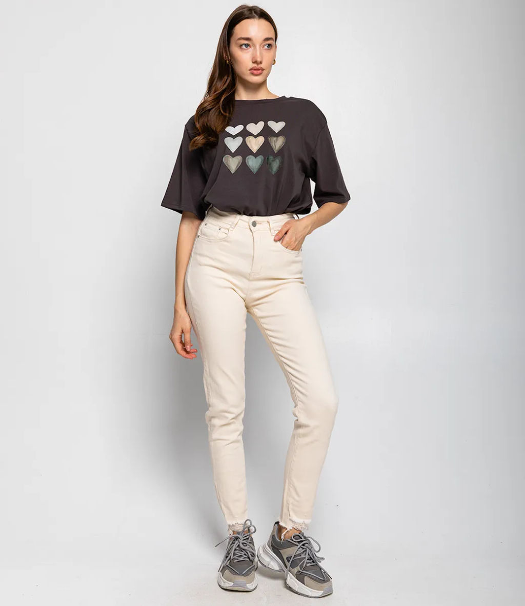 Джинсы #МСК6092, светло-бежевый