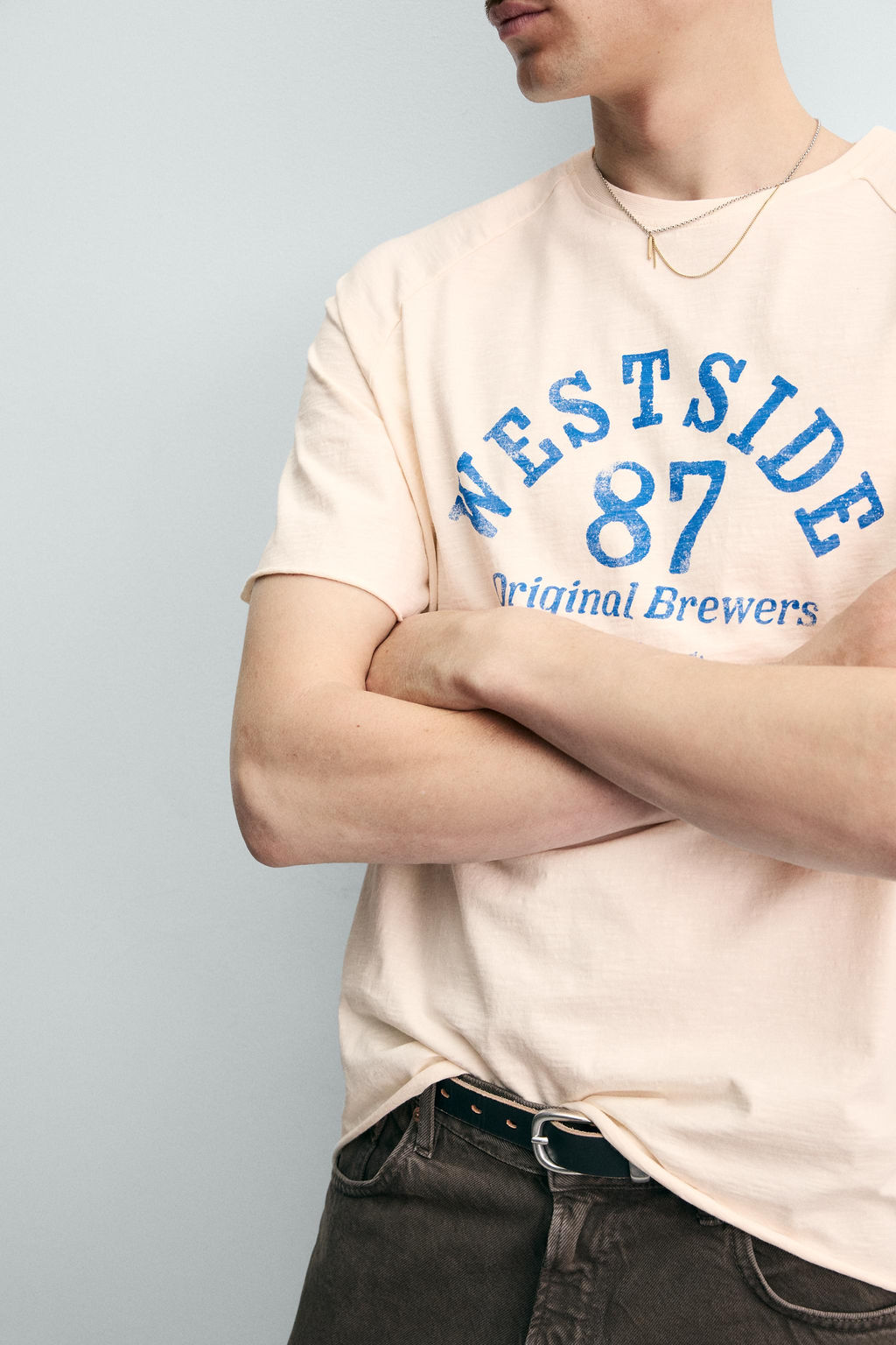 CAMISETA RELAXED FIT TEXTO LAVADO / Blanco